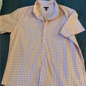 Van Heusen Men's Peach and White Plaid Button Down Shirt